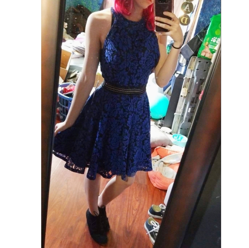 Blue and Black Lace Dress